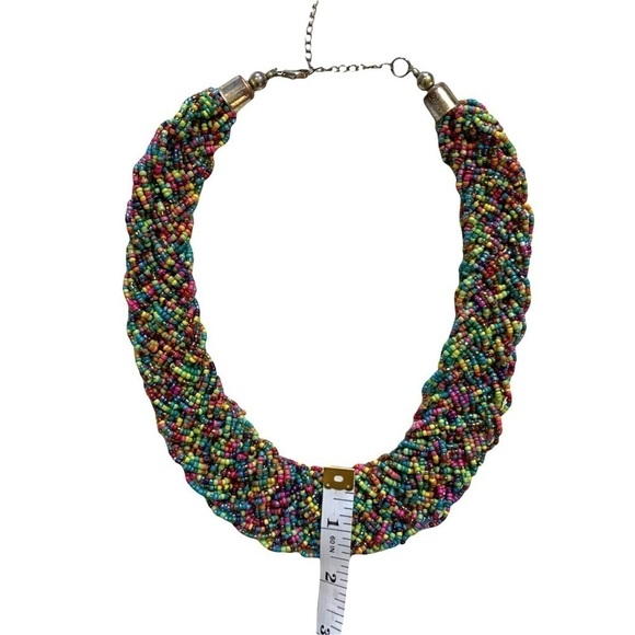 Multicolored Colorful Rainbow Bead Beaded Statement Fashion Necklace - Picture 9 of 14
